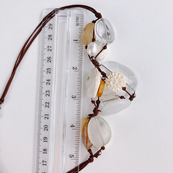 Silpada Sterling Cluster Necklace Quartz Magnesite Calcite Pearl Cord N2201 - Picture 11 of 13